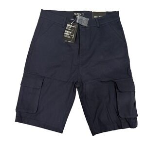 Blu Rock Navy Blue Cargo Shorts Flat Front Men's size 32 NWT‎ 11" Inseam Zip